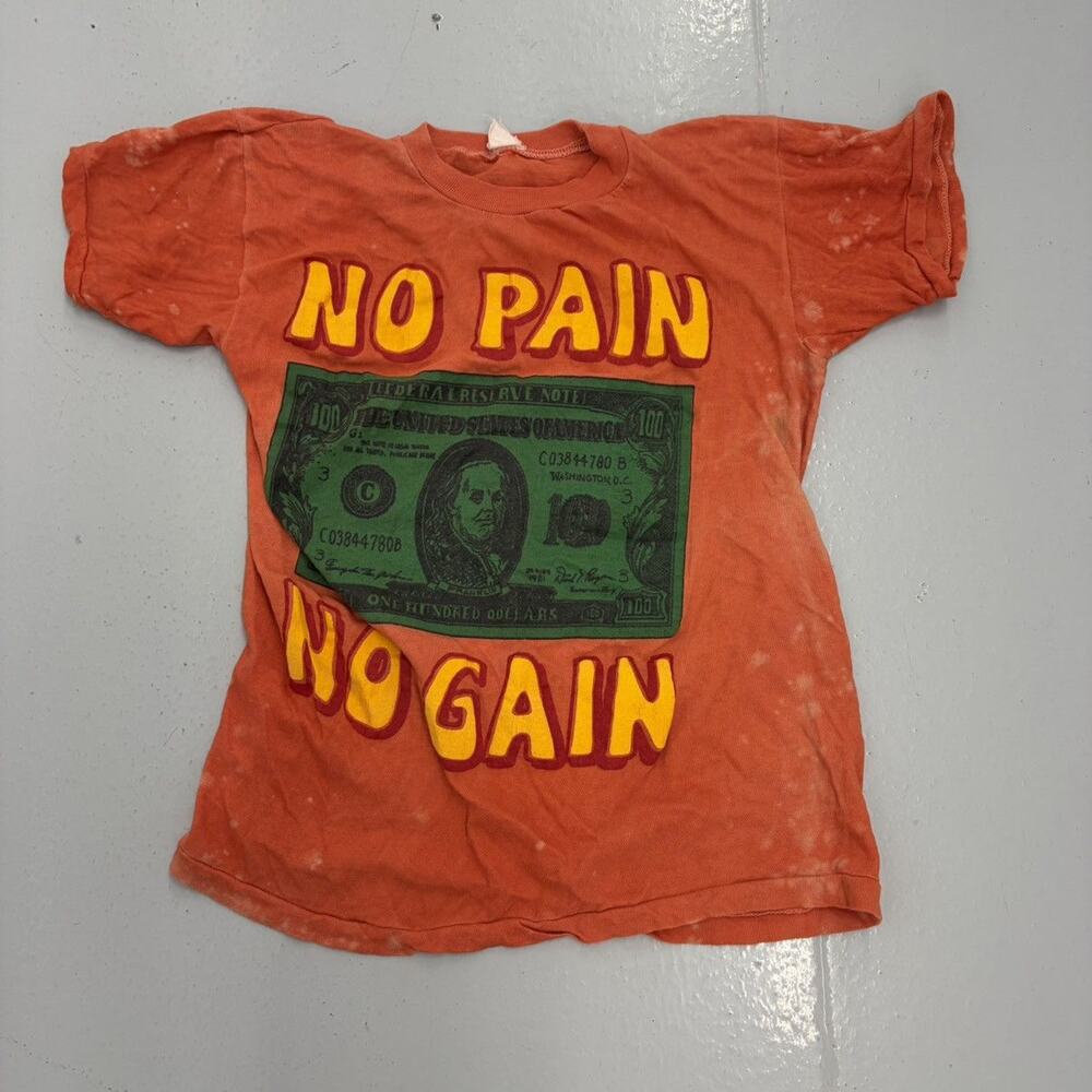 Vintage 70s No Pain No Gain Red Graphic T-Shirt